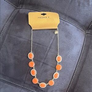 Monet Necklace with Orange and Silver Tones